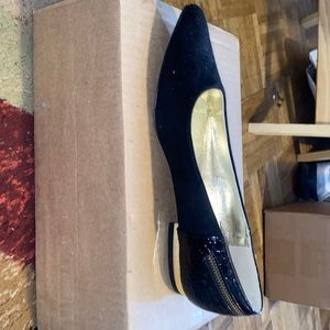 Black suede and velvet flats
